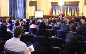 President CCHR U.S., Bruce Wiseman, addresses the audience during the screening of The Hidden Enemy on May 6th.